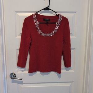Cable & Gauge Red Embellished Top